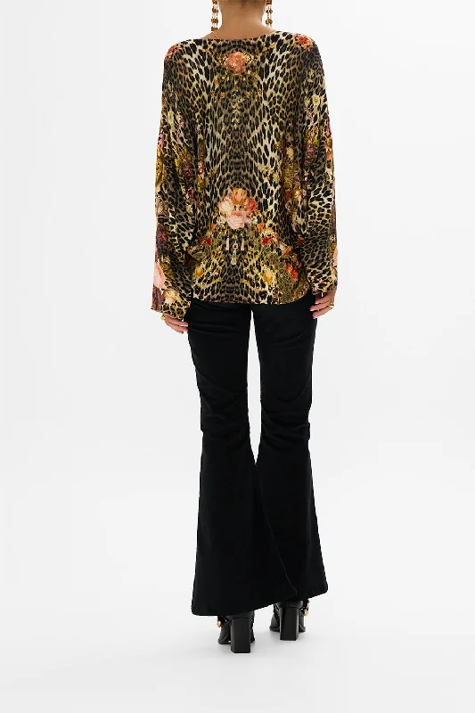 V NECK PRINTED DOLMAN SLEEVE KNIT BORN IN BRUGES