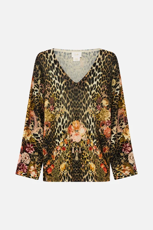 V NECK PRINTED DOLMAN SLEEVE KNIT BORN IN BRUGES