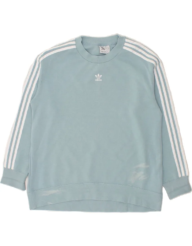 ADIDAS Womens Oversized Sweatshirt Jumper UK 14 Large  Blue Cotton