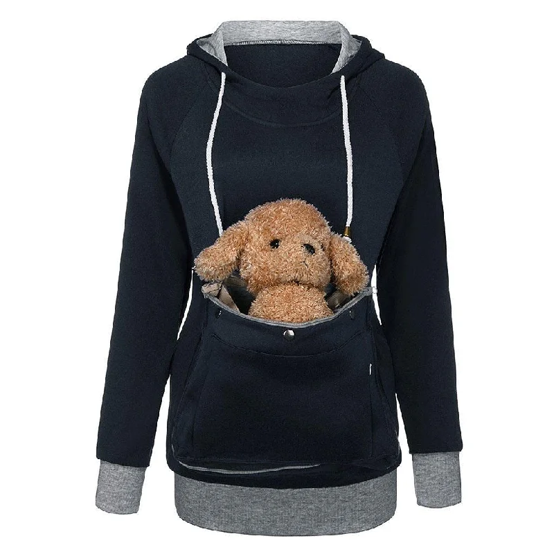 Cat Dog Lovers Women's Hoodies Cuddle Carry Pouch Vet Sweatshirt Pocket Animal Hooded Puppy Kitten