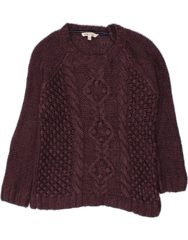 FAT FACE Womens Boat Neck Jumper Sweater UK 10 Small Burgundy Acrylic