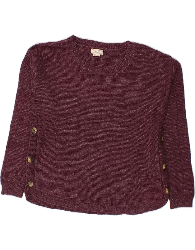 FAT FACE Womens Crew Neck Jumper Sweater UK 8 Small Maroon Viscose