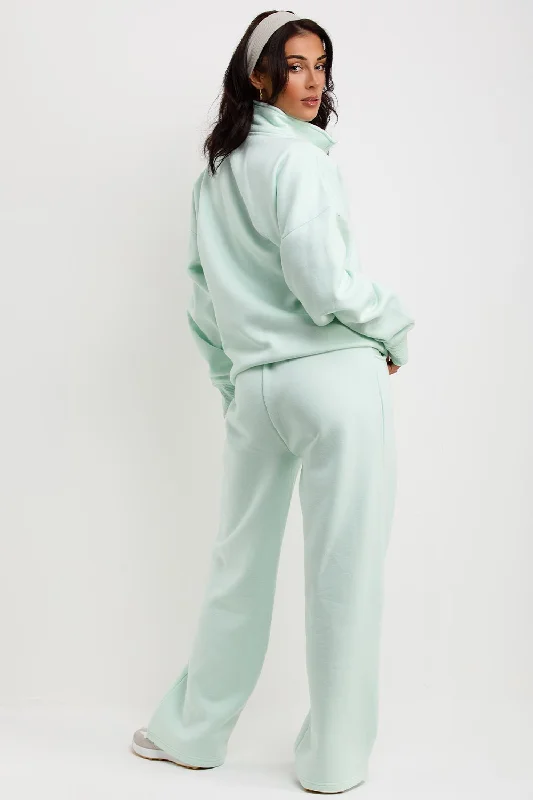 Half Zip Sweatshirt And Joggers Loungewear Set Mint