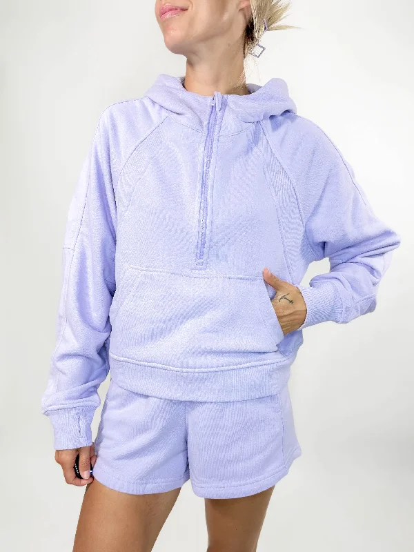 Harlowe 1/2 Zip Hoodie- LAVENDER