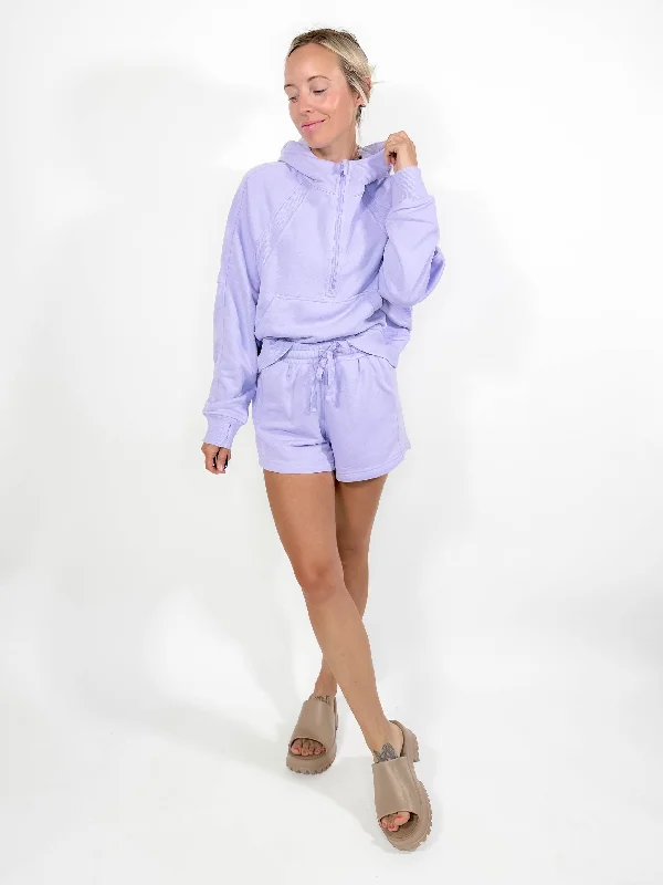 Harlowe 1/2 Zip Hoodie- LAVENDER