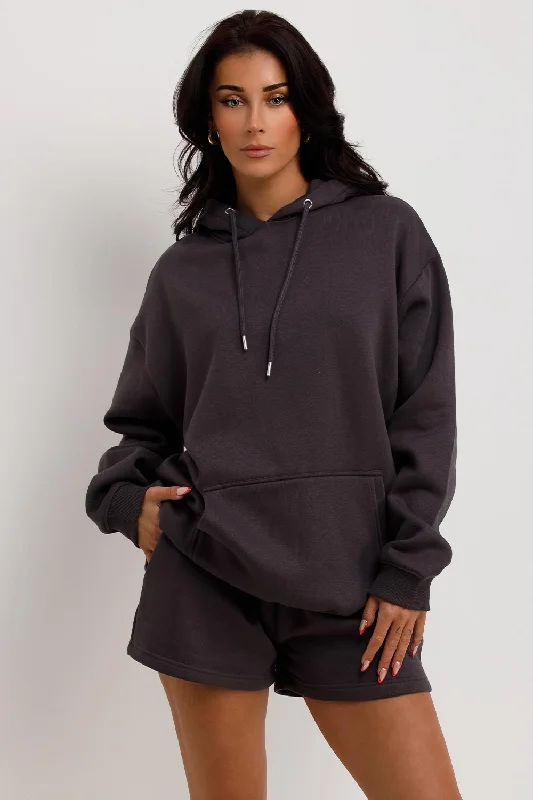 Hoodie And Shorts Tracksuit Charcoal Grey