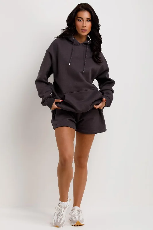 Hoodie And Shorts Tracksuit Charcoal Grey