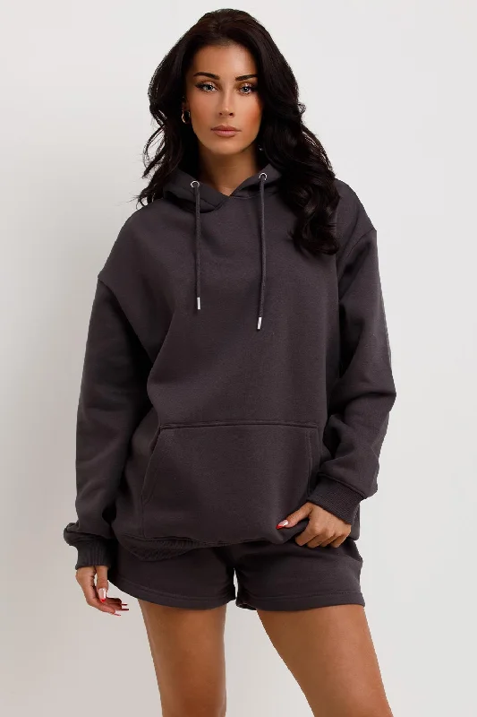 Hoodie And Shorts Tracksuit Charcoal Grey