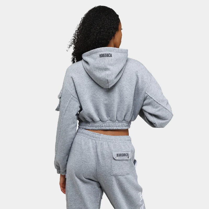 Hoodrich Women's OG Dusk Cropped Full Zip Hoodie Heather Grey / White