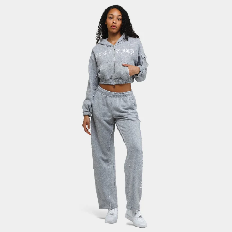 Hoodrich Women's OG Dusk Cropped Full Zip Hoodie Heather Grey / White