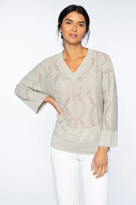 Kinross Cashmere Openwork Vee