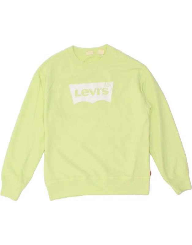 LEVI'S Womens Oversized Graphic Sweatshirt Jumper UK 10 Small Green Cotton