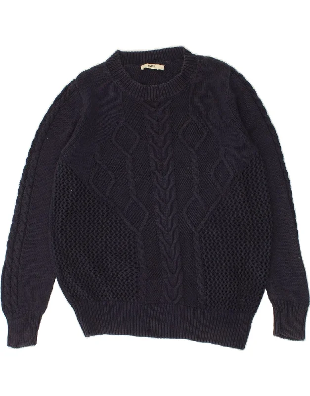 OASIS Womens Boat Neck Jumper Sweater UK 14 Large Navy Blue Argyle/Diamond