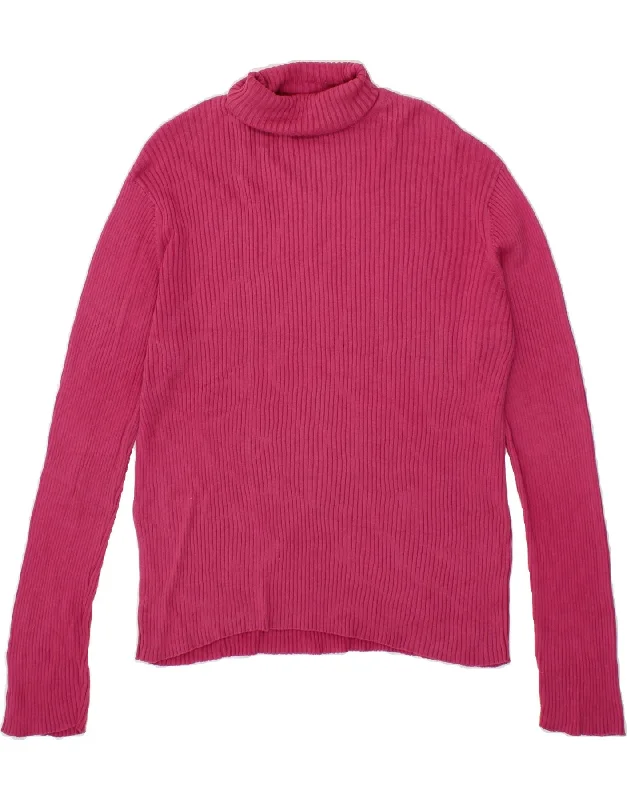 ORVIS Womens Roll Neck Jumper Sweater UK 16 Large Pink Cotton