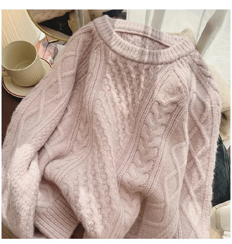 round neck sweater for women vintage style pullover sweater      S4879