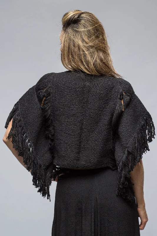 Serena Lace Fringe Crop Top In Black