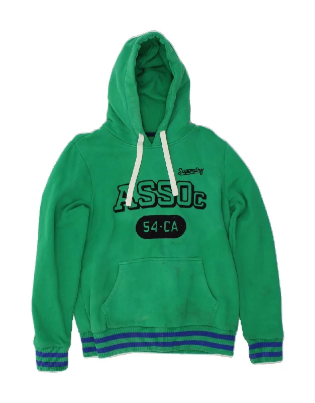 SUPERDRY Womens Graphic Hoodie Jumper UK 14 Large Green Cotton