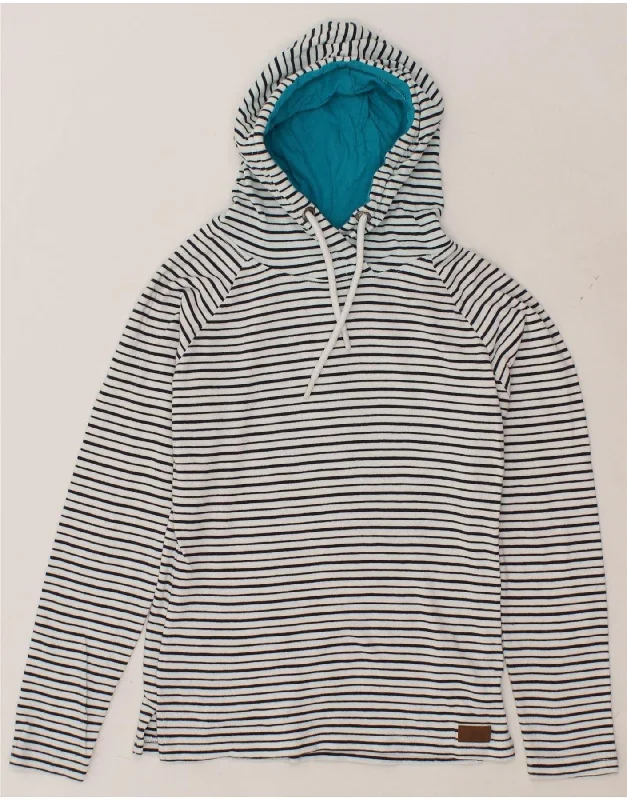 TRESPASS Womens Hoodie Jumper UK 6 XS White Striped Cotton