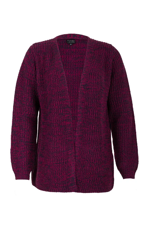 Two Tone edge to edge Knit Cardigan | RASPBERRY/NAVY | 6265ZR