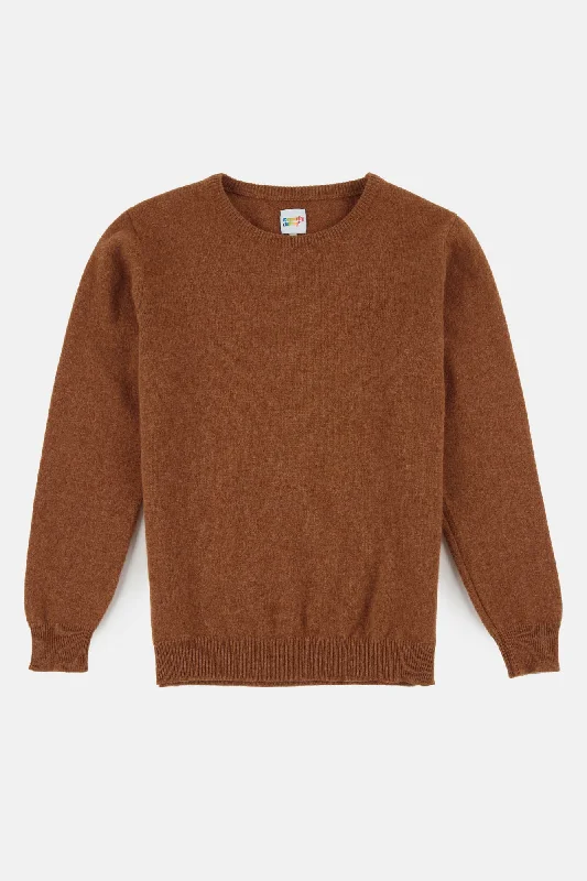 Women's Lambswool Crew Neck - Dark Camel