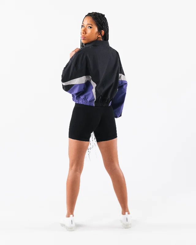 Retro Crop Jacket - Black / Arctic Sky