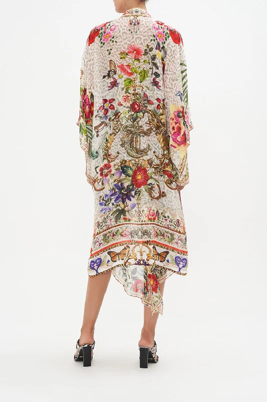 MID LENGTH KIMONO LAYER W COLLAR LEOS BOUQUET