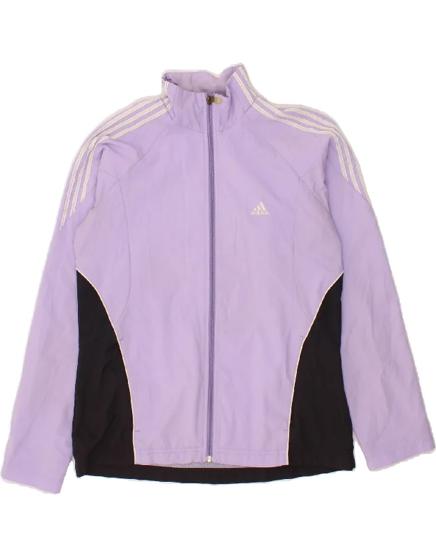 ADIDAS Womens Tracksuit Top Jacket UK 14 Large  Purple Colourblock