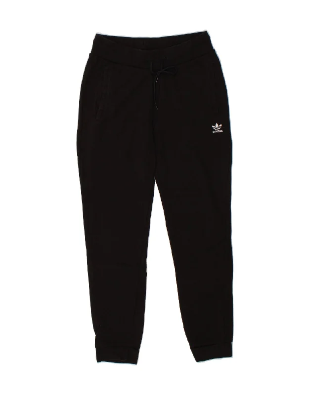 ADIDAS Womens Tracksuit Trousers Joggers UK 12 Medium Black Cotton