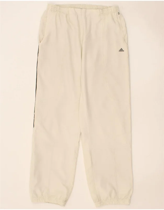 ADIDAS Womens Tracksuit Trousers Joggers UK 14 Medium  Beige Polyester