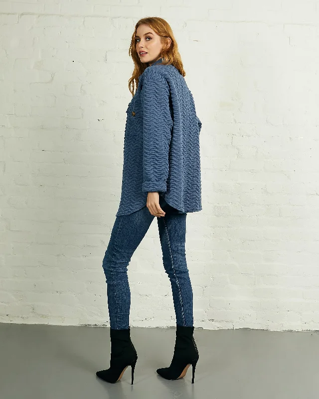 Quilted Shacket in Blue| Amelia