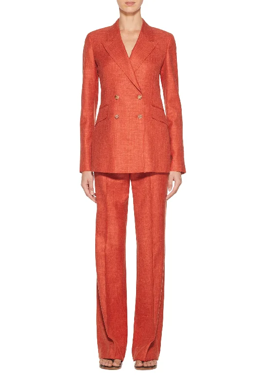 Angela Blazer in Orange Wool and Silk Linen