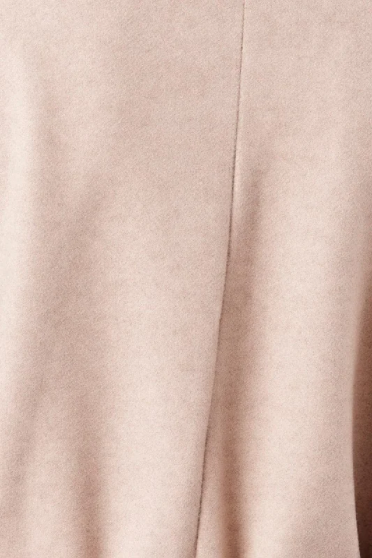 Beige Long Coat Long Sleeve Tie Front