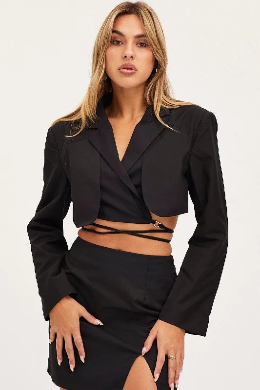 Black Crop Jacket Long Sleeve