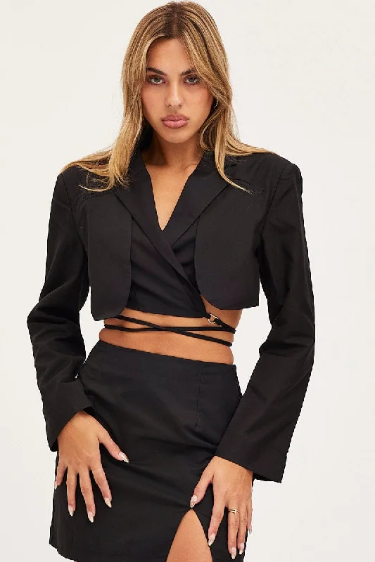 Black Crop Jacket Long Sleeve