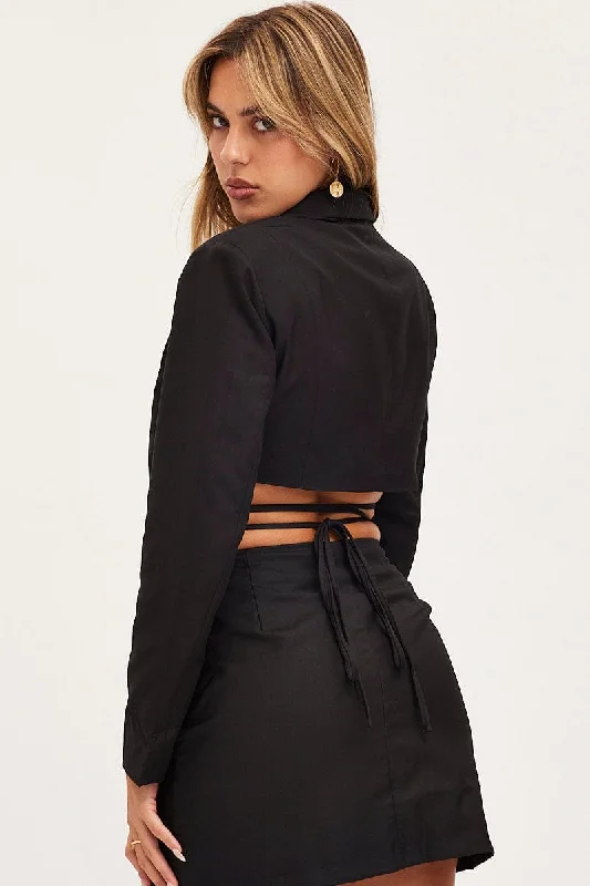 Black Crop Jacket Long Sleeve