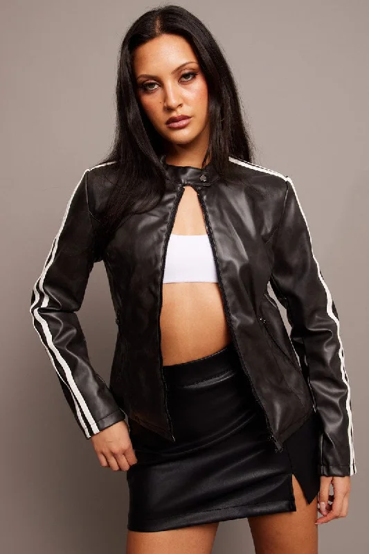 Brown Jacket Long Sleeve Faux Leather