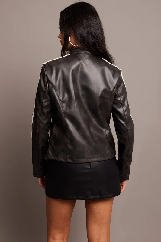 Brown Jacket Long Sleeve Faux Leather