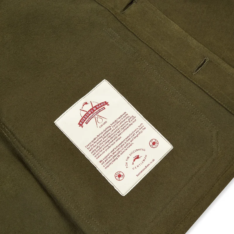 Burrows & Hare Luxury Heavyweight Moleskin Workwear Jacket - Moss