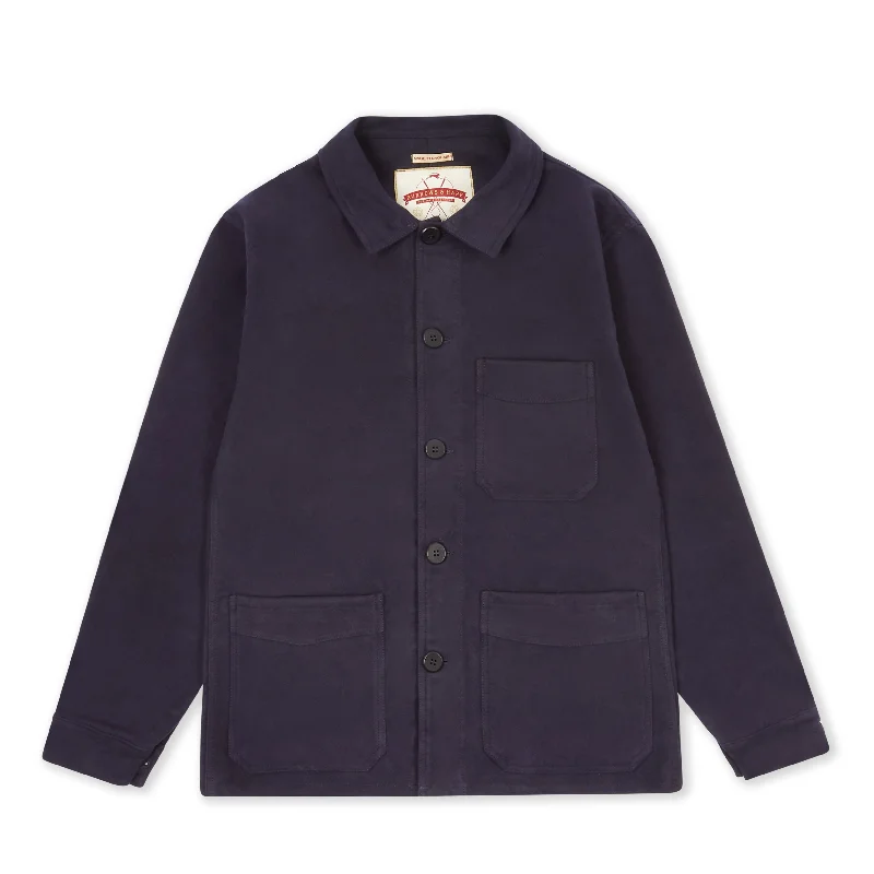 Burrows & Hare Luxury Heavyweight Moleskin Workwear Jacket - Navy