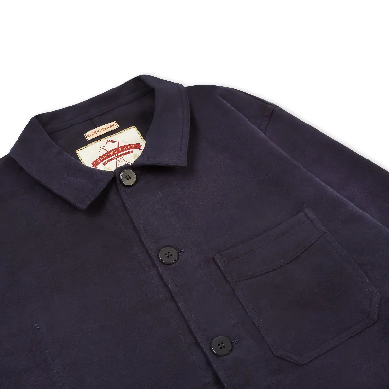 Burrows & Hare Luxury Heavyweight Moleskin Workwear Jacket - Navy