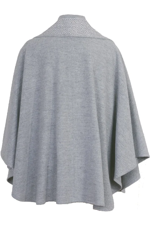 Busy Clothing Womens Light Grey Wool Blend Cape with Detachable Scarf