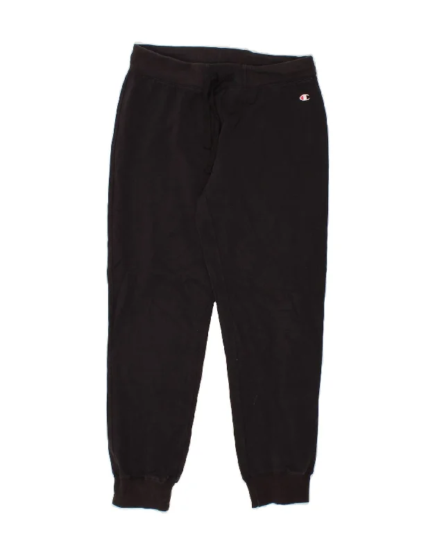 CHAMPION Womens Tracksuit Trousers Joggers UK 14 Medium Black Cotton