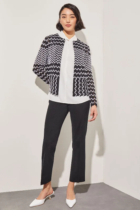 Crochet Heritage Jacket - Contrast Zig-Zag Pattern Knit