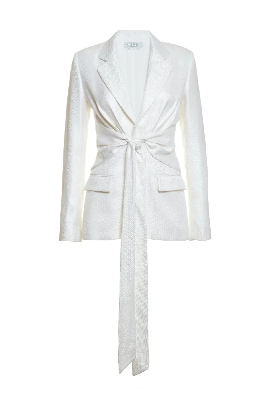 Grant Knotted Blazer in Ivory Silk