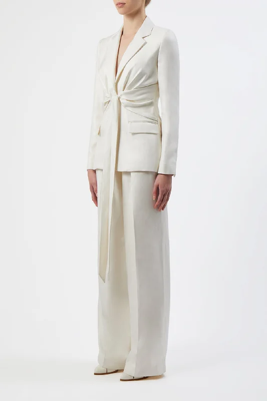 Grant Knotted Blazer in Ivory Silk