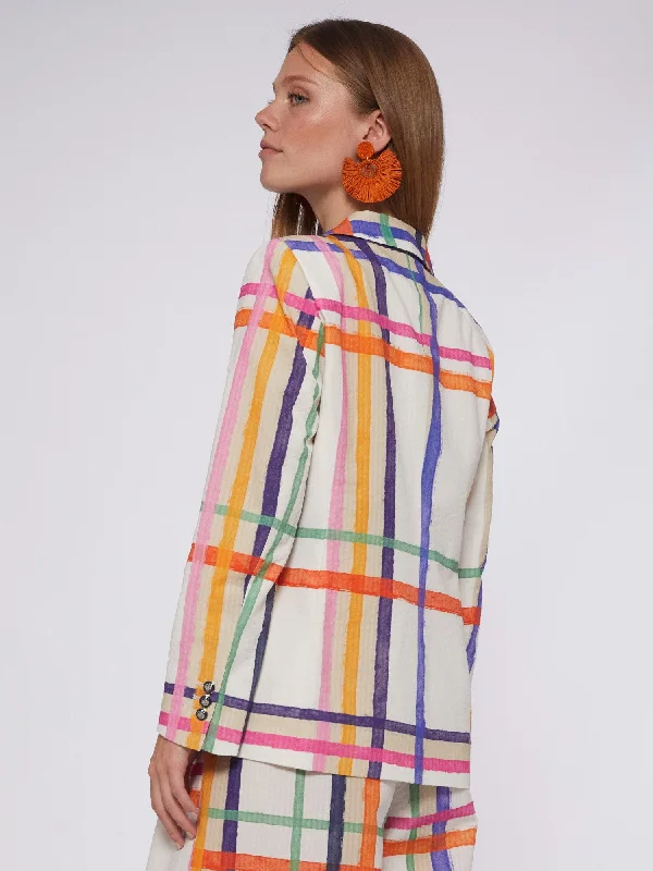 Hannah Check Jacket - Watercolor Print