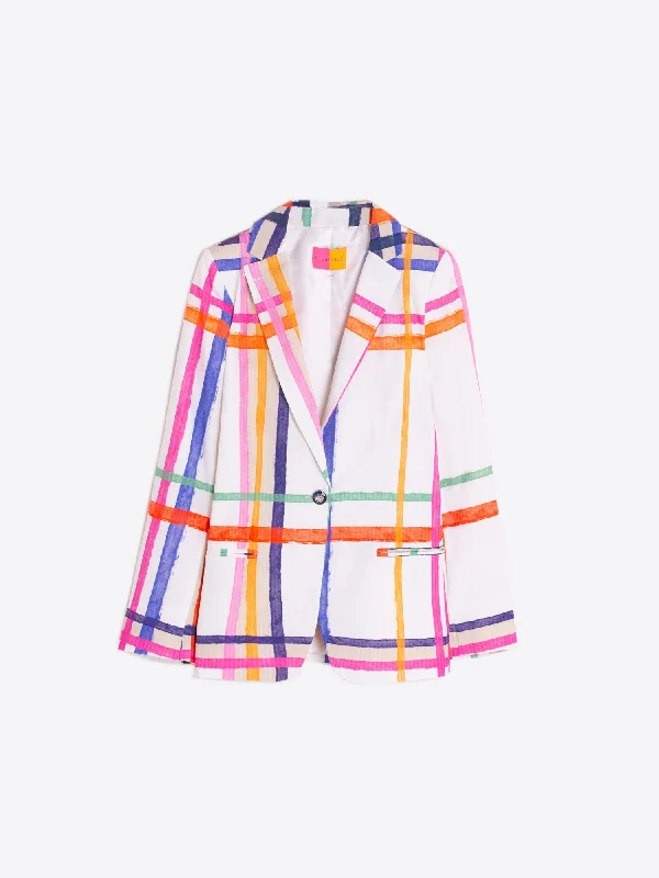 Hannah Check Jacket - Watercolor Print