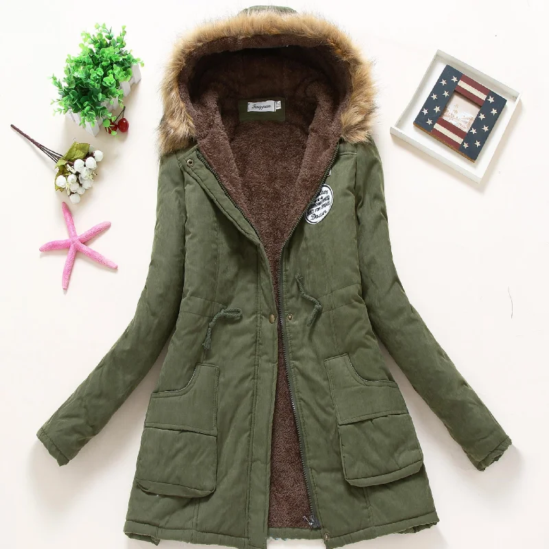 Hooded Winter Jacket Women Fashion Warm Coats Ladies Tops