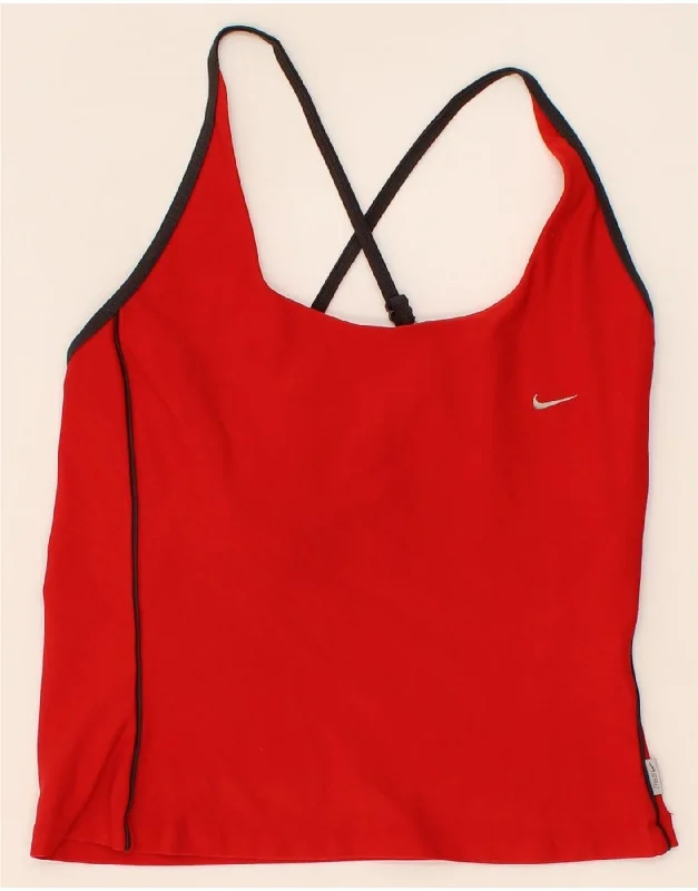 NIKE Womens Dri Fit Crop Vest Top UK 14/16 Large Red