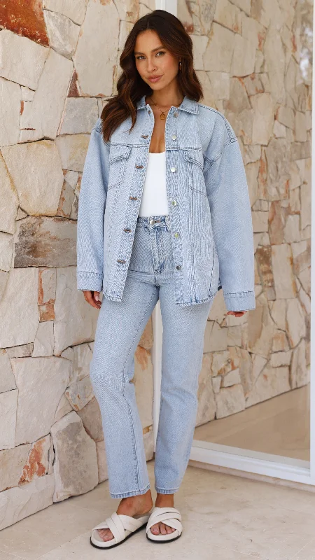 Organic Denim Jacket - Clear Blue